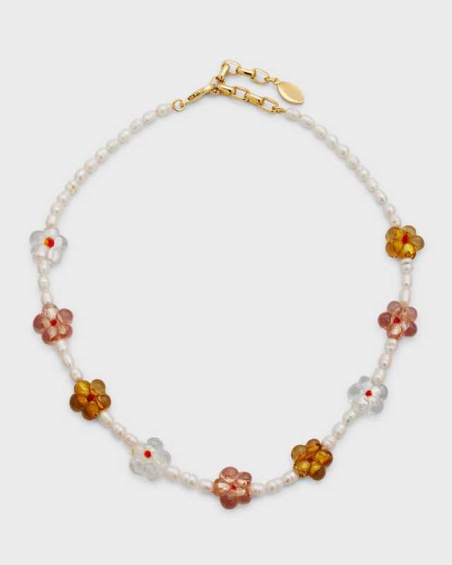 Sienna Gold-Tone Mother of Pearl Flower Beaded Necklace